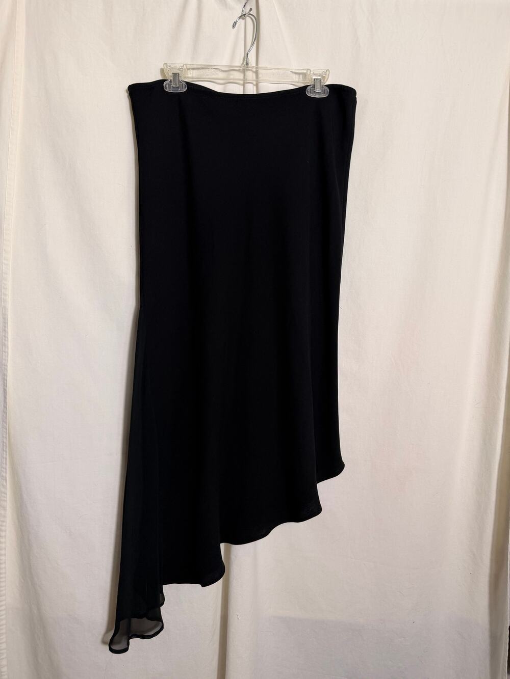 Vintage Black Asymmetrical Midi Skirt Womens 14 Sheer Hem Formal Evening Y2K
